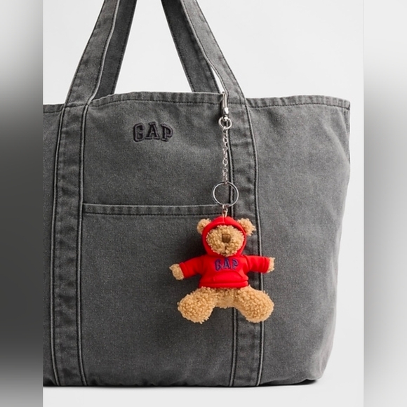 GAP Modern Red Logo Hoodie Brannon Teddy Bear Keychain Charm. New - Picture 2 of 2